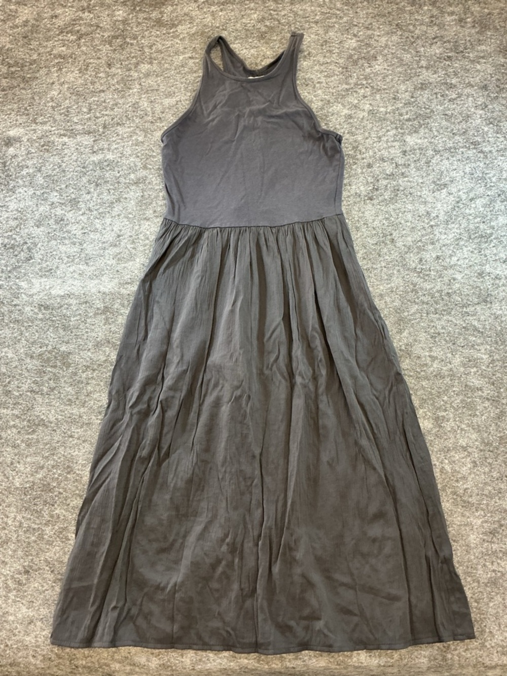 Lou&Grey Grey Organic Natural Jersey Knit Racerback Tank Dress Full Skirt A24
